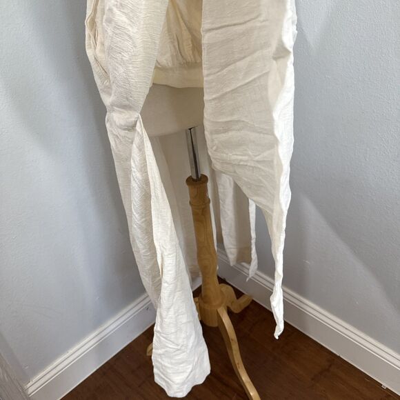 Shona Joy Skirt Womens 4 Ivory Linen Aria Drawstring Split Minimalist Langenlook - Picture 7 of 13